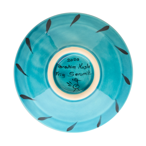 Selçuklu Radyal Desenli Turkuaz Kase (16cm)