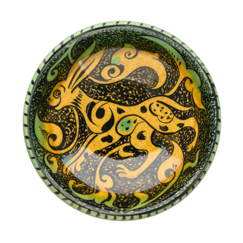 Selçuklu Stilize Yaprak ve Tavşan Motifli Kase (16cm)