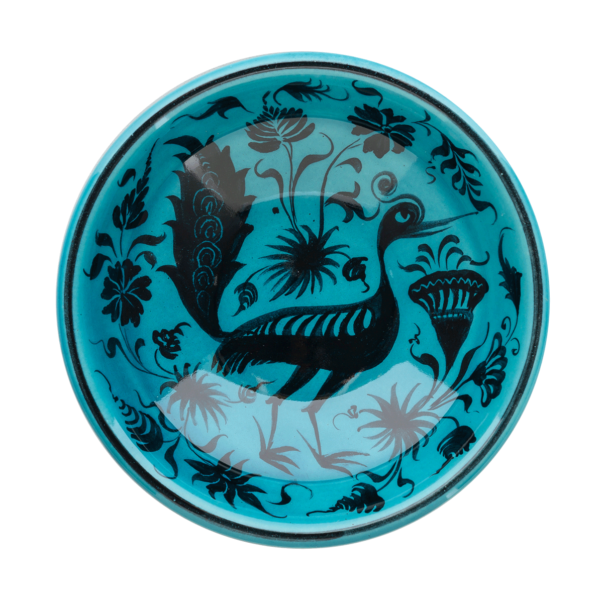 Selçuklu Stilize Çiçek ve Kuş Desenli Kase (16cm)