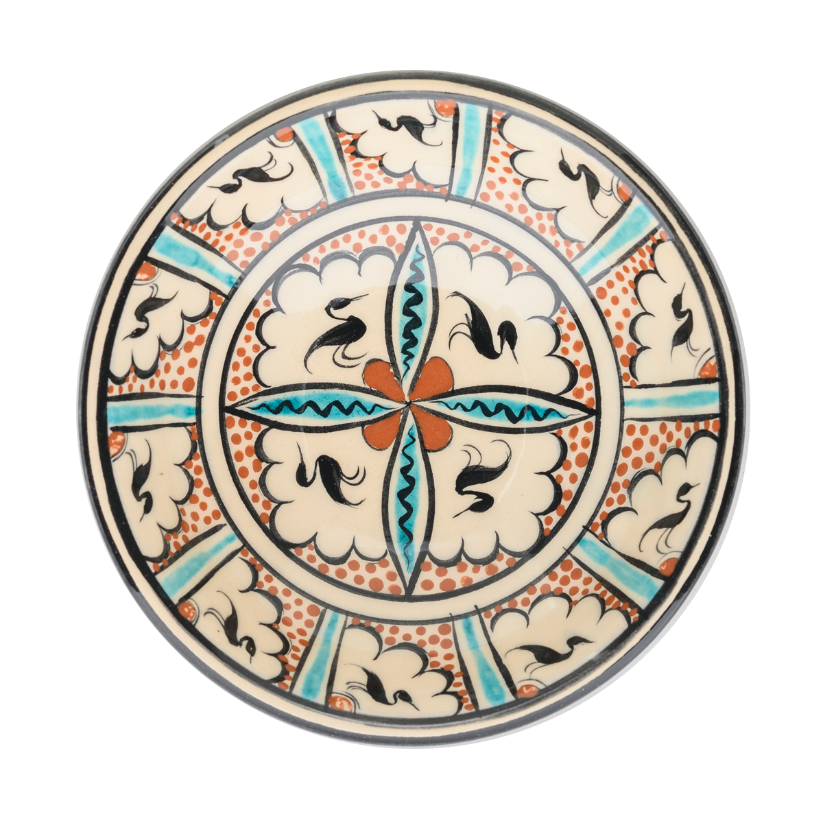 Selçuklu Stilize Kuş Desenli Figüratif Kase (16cm)