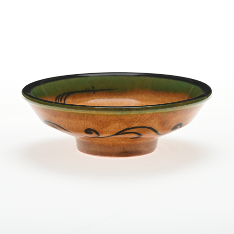 Selçuklu Stilize Kuş Motifli Sarı Kase (16cm)