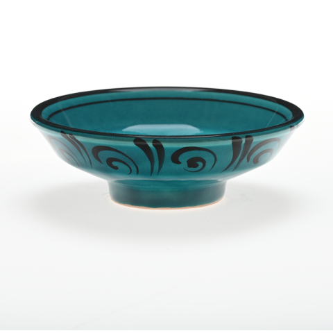 Selçuklu Stilize Kuş Desenli Turkuaz Kase (16cm)