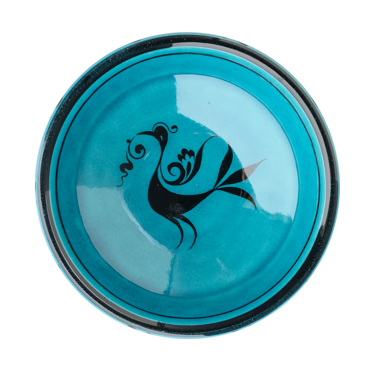 Selçuklu Stilize Kuş Desenli Turkuaz Kase (16cm)
