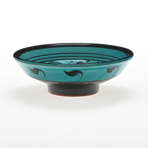 Selçuklu Çiçek Motifli Kuşlu Turkuaz Kase (16cm)