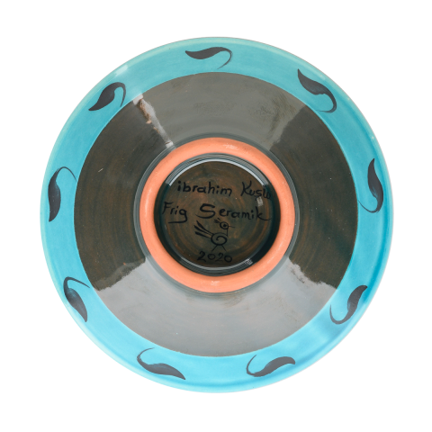 Selçuklu Çiçek Motifli Kuşlu Turkuaz Kase (16cm)