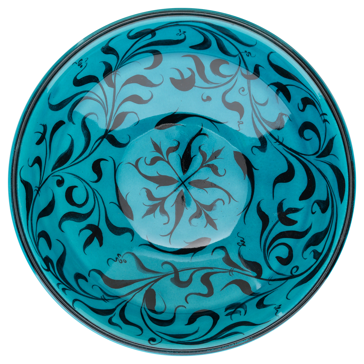 Selçuklu Balık ve Çiçek Desenli Kase (22cm)