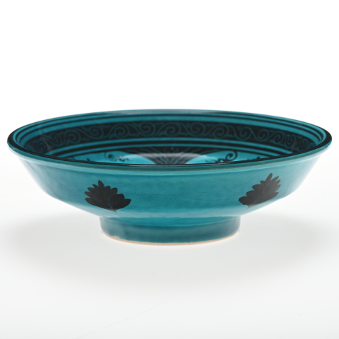 Beylikler Dönemi Stilize Bitki Motifli Turkuaz Kase (22cm)