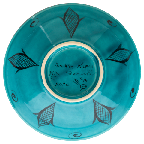 Selçuklu Yaprak ve Geometrik Desenli Kase (22cm)