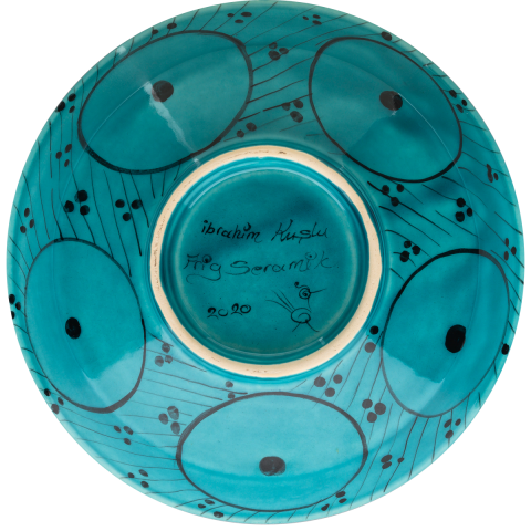 Selçuklu Stilize Çiçek ve Yazıtlı Kase (22cm)