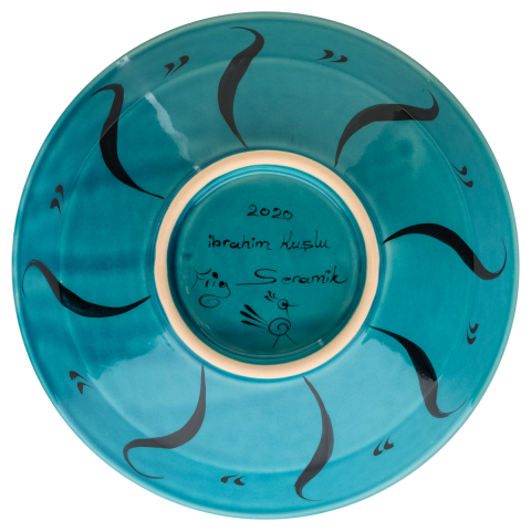 Beylikler Dönemi Figüratif Turkuaz Kase (22cm)