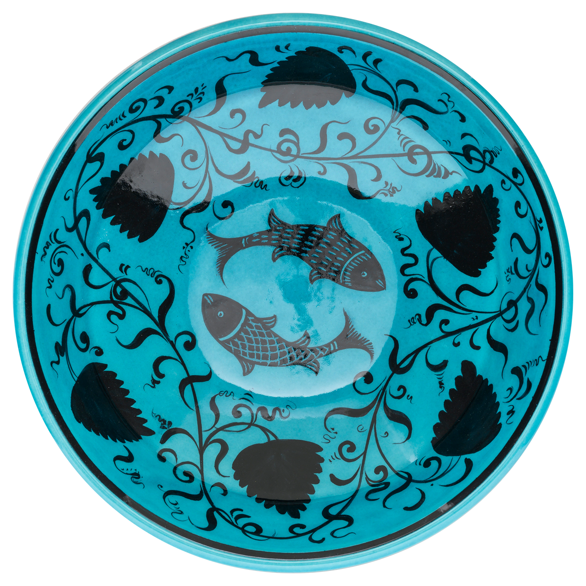 Selçuklu Stilize Balık ve Çiçek Motifli Kase (22cm)