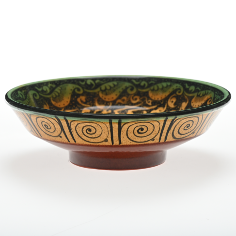 Selçuklu Birbirini Takip Eden Kuş Motifli Sarı Kase (22)cm