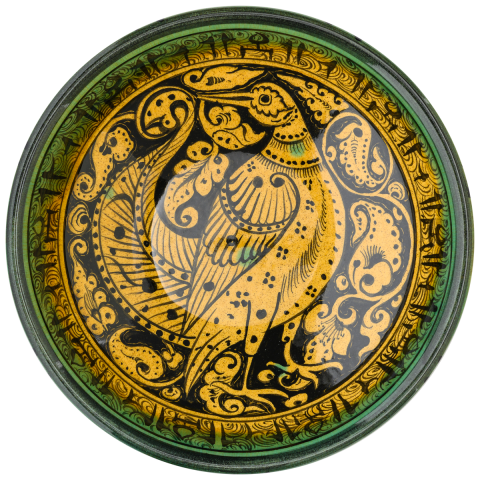 Selçuklu Stilize Bitkisel ve Tavus Kuşu Desenli Kase (22cm)