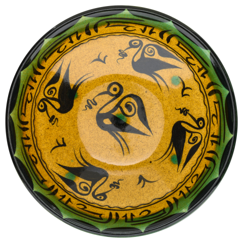 Selçuklu Stilize Kuş Desenli Kase (22cm)