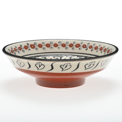 Selçuklu Bitkisel Zeminli Balıkçıl Kuş Desenli Kase (22)cm