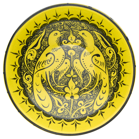 Beylikler Dönemi Helezon Motifli Çift Kuşlu Kase 22cm