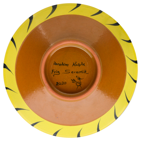 Beylikler Dönemi Helezon Motifli Çift Kuşlu Kase 22cm