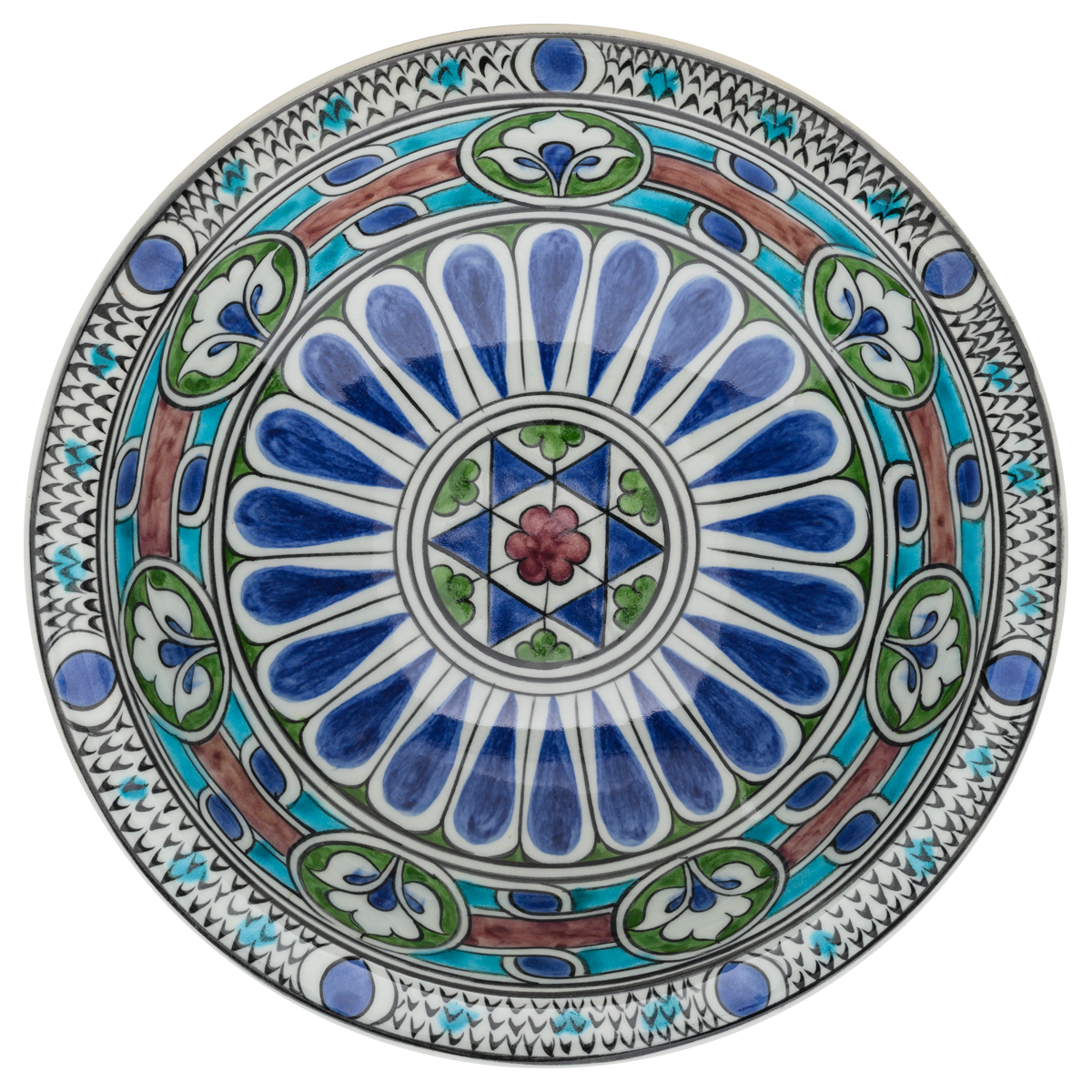 Beylikler Dönemi Lotus Çiçekli Radyal Desenli Tabak 23cm