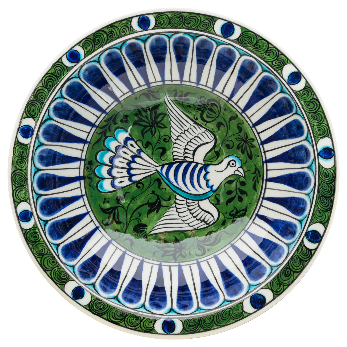 Beylikler Dönemi Kuş Motifli Radyal Tabak 23cm
