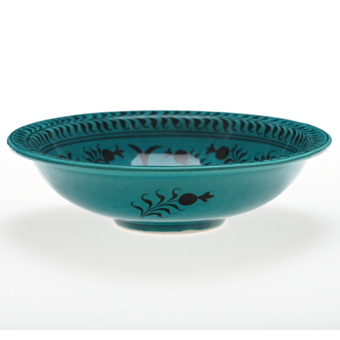 Selçuklu Balık ve Nar Desenli Çukur Tabak 23cm