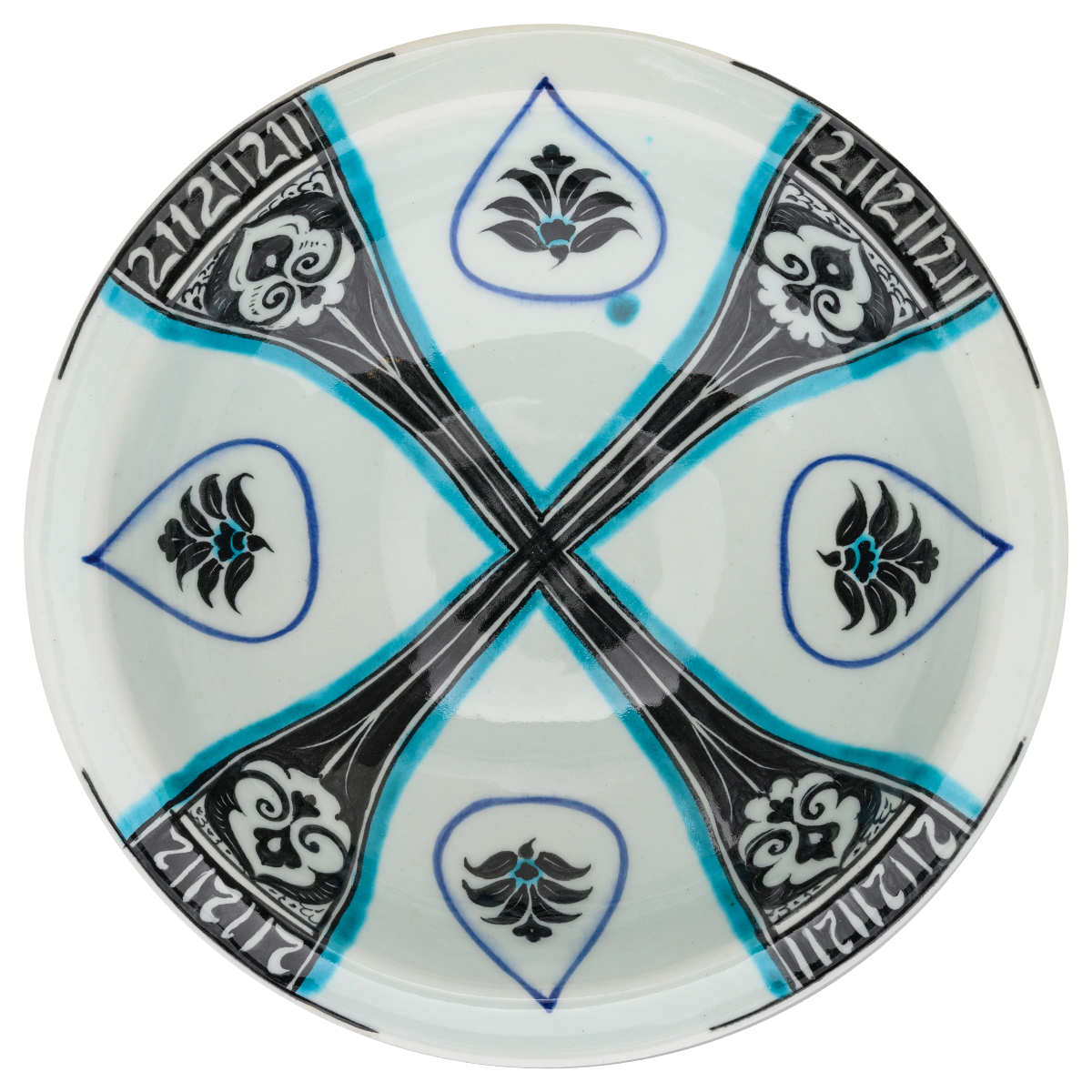 Selçuklu Radyal ve Yaprak Motifli Çukur Tabak 23cm