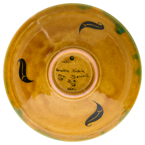 Selçuklu Harpy Figürlü Sarı Çukur Tabak (23cm)