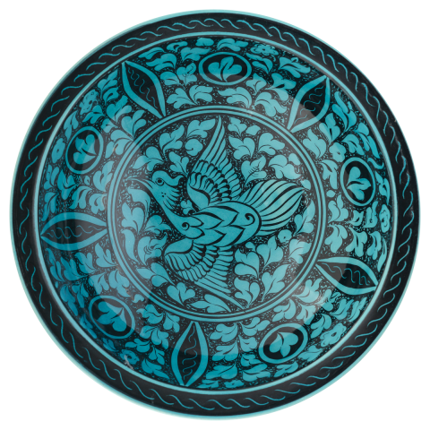 Selçuklu Doğa Tasvirli Kuş Desenli Çukur Tabak (23cm)