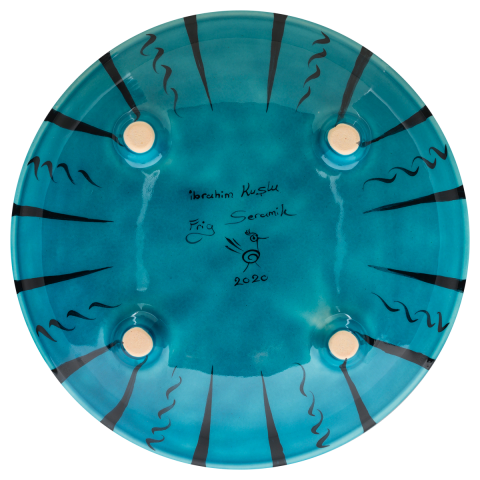 Selçuklu Balık Desenli Turkuaz Ayaklı Tabak (23cm)