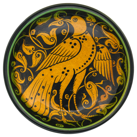 Selçuklu Doğa Tasvirli Kartal Desenli Ayaklı Tabak (23cm)