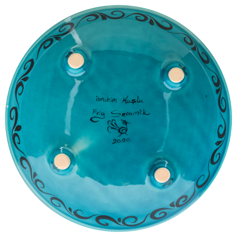 Selçuklu Nar Desenli Turkuaz Ayaklı Tabak (23cm)