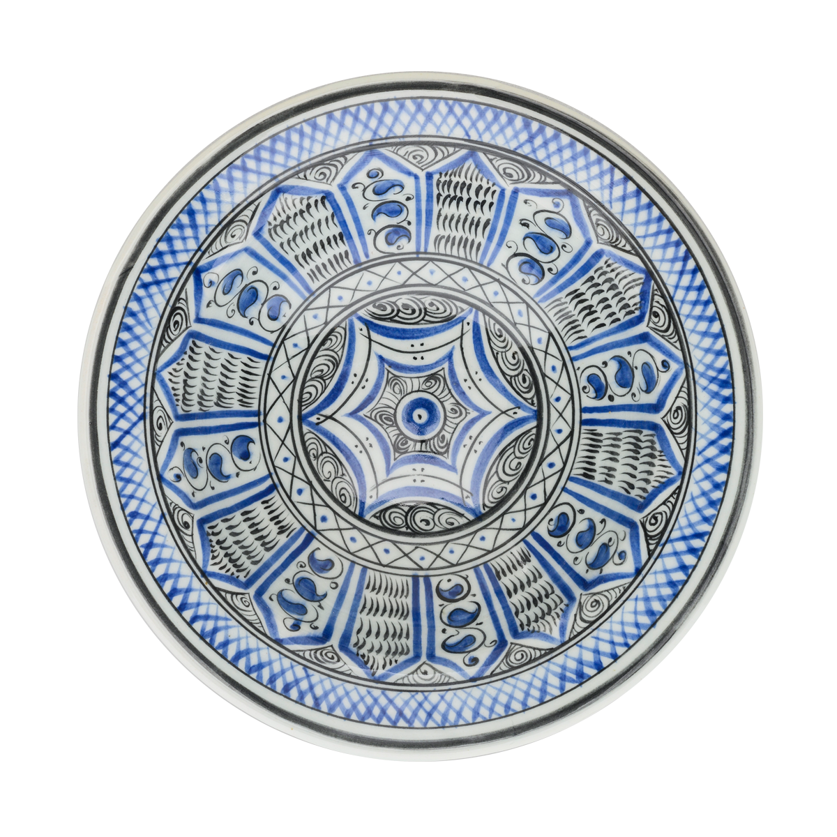 Selçuklu Dönemi Kafes Desenli Kenarlı Tabak (19cm)