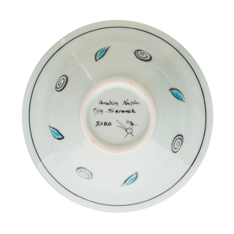 Selçuklu Dört Yollu Yonca Desenli Kenarlı Tabak (19cm)