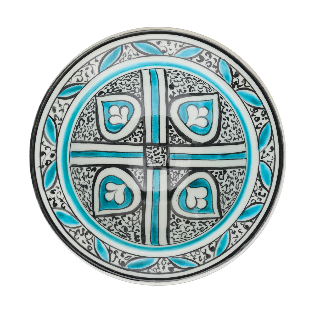 Selçuklu Dört Yollu Yonca Desenli Kenarlı Tabak (19cm)