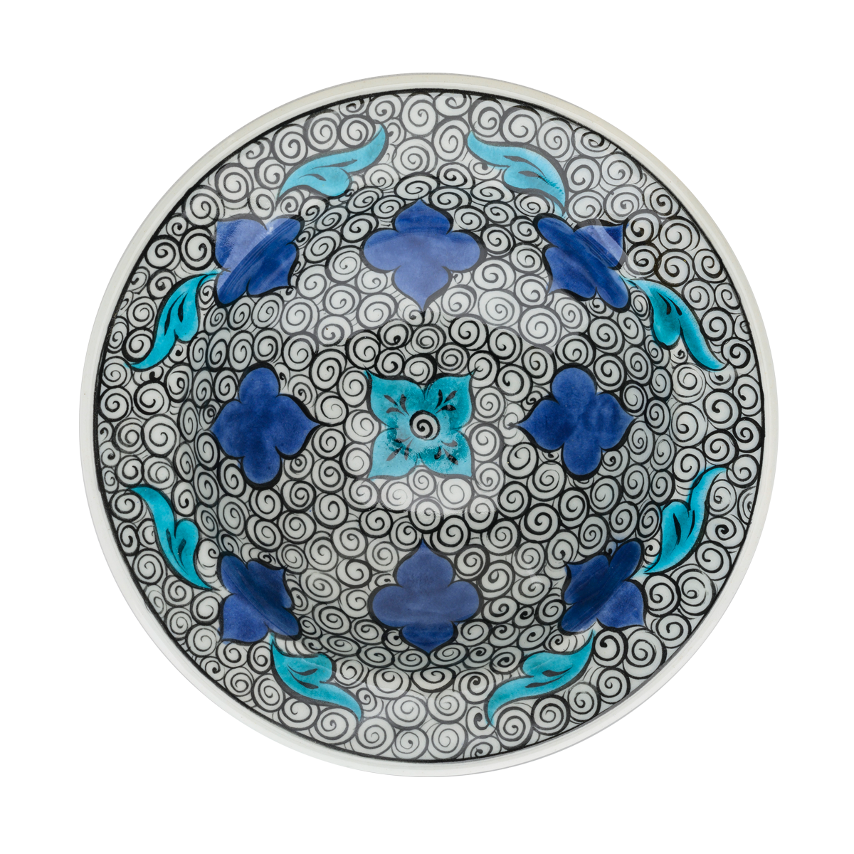 Selçuklu Yapraklı Salyangoz Desenli Kenarlı Tabak (19cm)