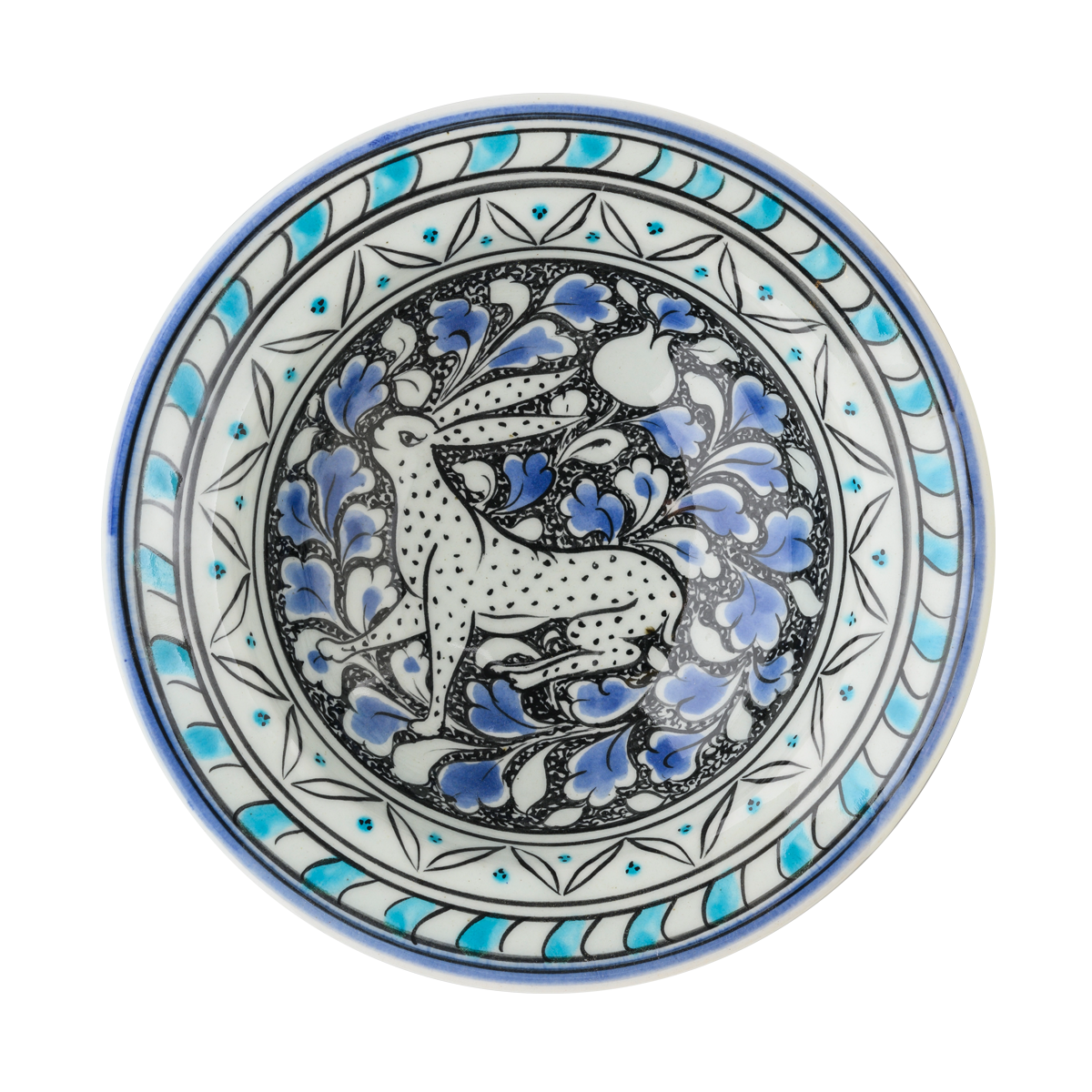 Selçuklu Bahar Dallı Tavşan Desenli Kenarlı Tabak (19cm)
