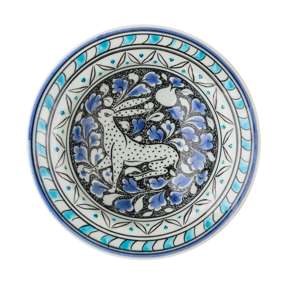 Selçuklu Bahar Dallı Tavşan Desenli Kenarlı Tabak (19cm)