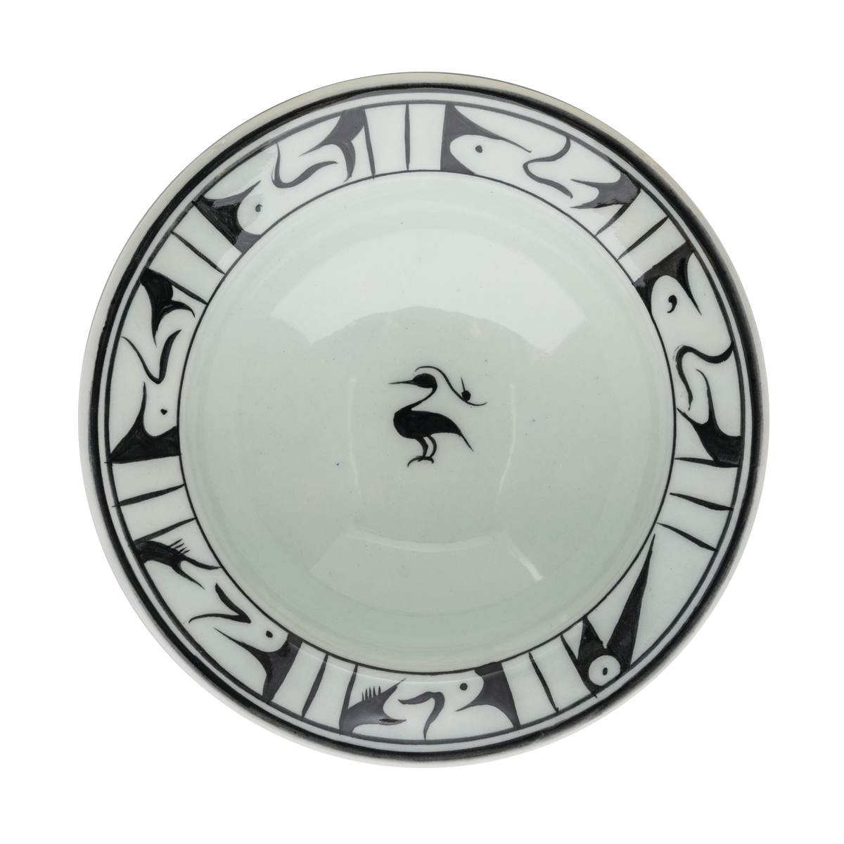 Selçuklu Tepeli Kuş Desenli Beyaz Kenarlı Tabak (19cm)