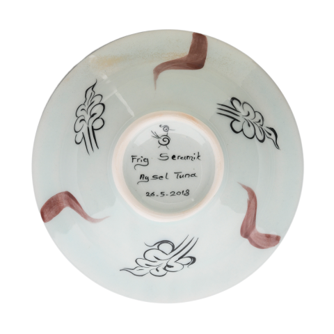 Selçuklu Kartal Desenli Beyaz Kenarlı Tabak (19cm)