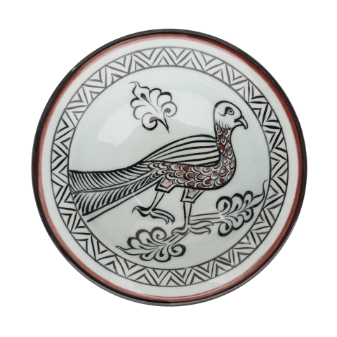 Selçuklu Kartal Desenli Beyaz Kenarlı Tabak (19cm)