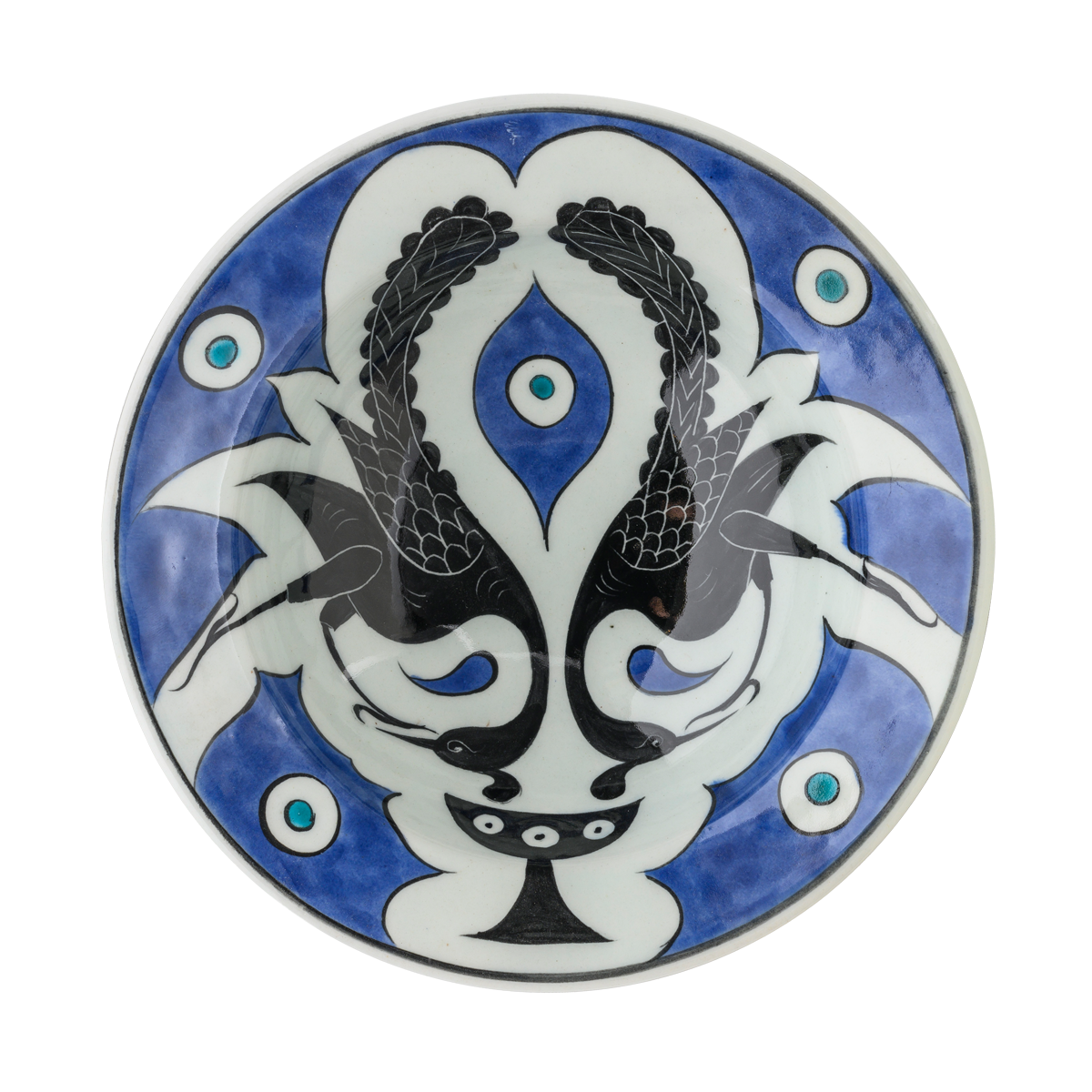 Selçuklu Su İçen Tavus Kuşları Kenarlı Tabak (19cm)