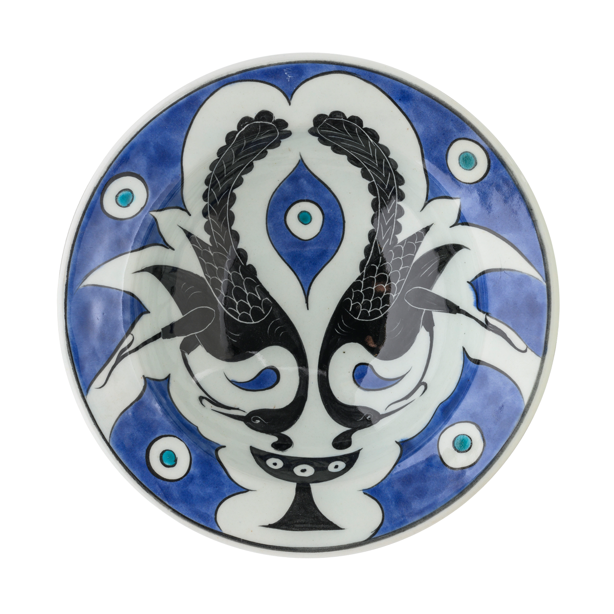 Selçuklu Su İçen Tavus Kuşları Kenarlı Tabak (19cm)