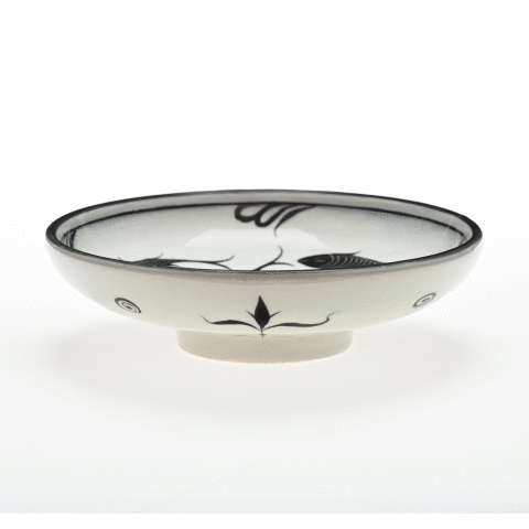 Selçuklu Balık Desenli Beyaz Kenarsız Tabak (19cm)