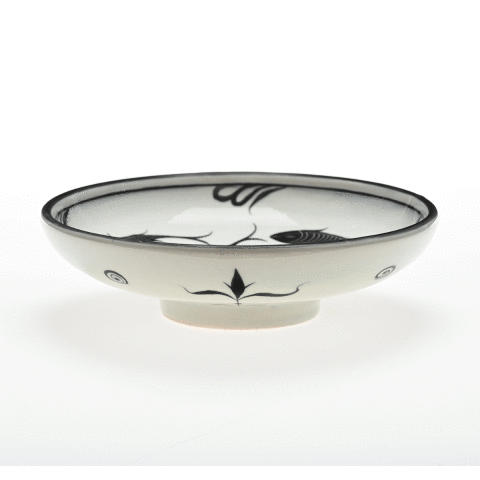 Selçuklu Balık Desenli Beyaz Kenarsız Tabak (19cm)