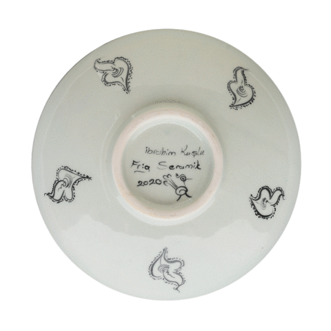 Selçuklu Çift Kuşlu Bahar Dallı Kenarsız Tabak (19cm)