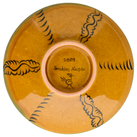 Selçuklu Yavru Kartal Desenli Kenarsız Tabak (19cm)