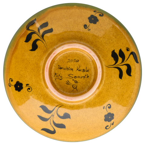 Selçuklu Kuş Desenli Kenarsız Tabak (19cm)