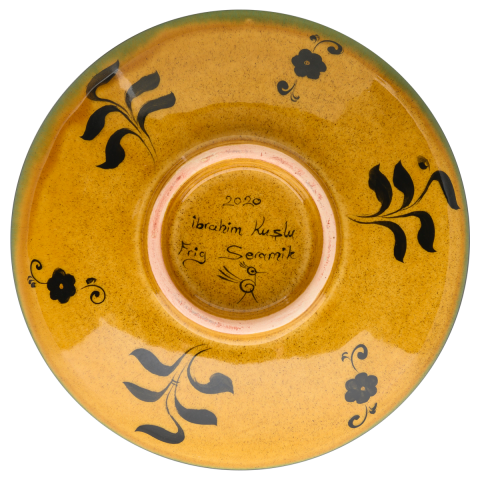 Selçuklu Kuş Desenli Kenarsız Tabak (19cm)