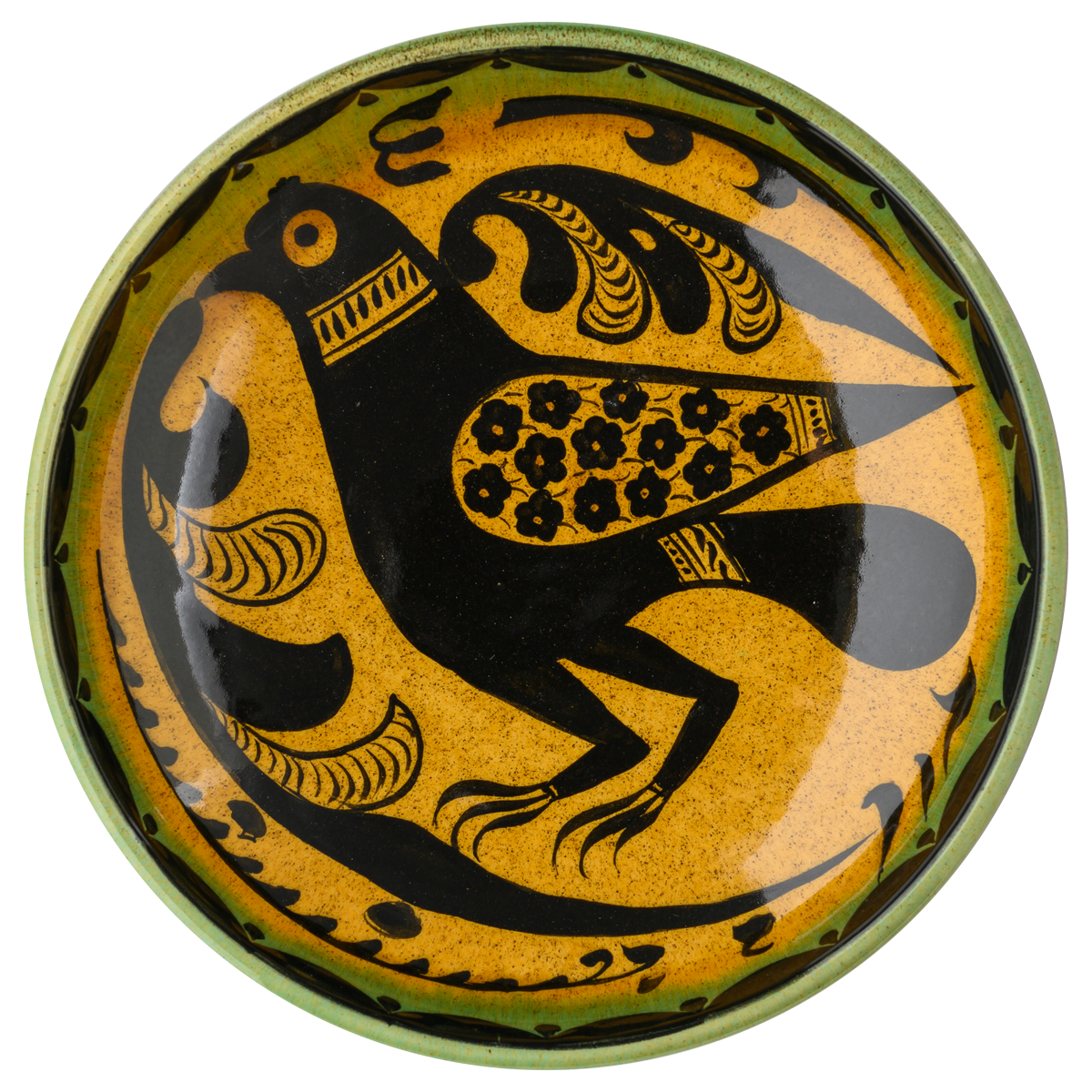 Selçuklu Kuş Desenli Kenarsız Tabak (19cm)