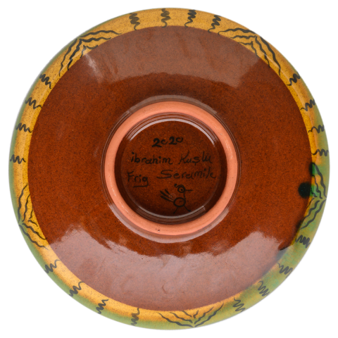 Selçuklu Nar Desenli Kenarsız Tabak (19cm)