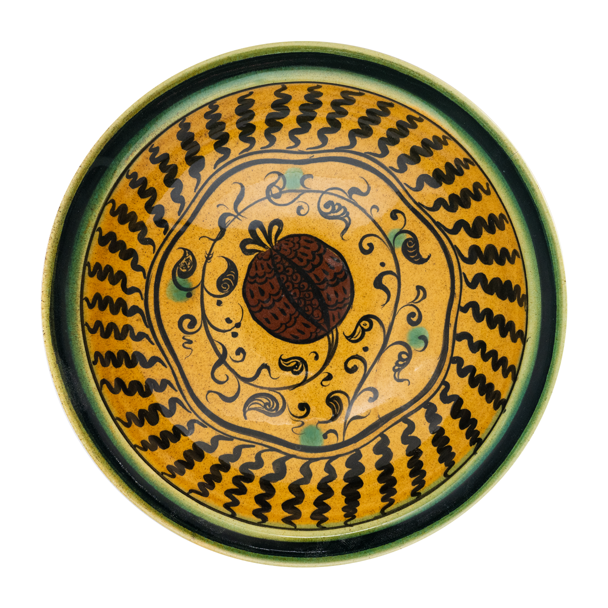 Selçuklu Nar Desenli Sarı Tabak (23cm)